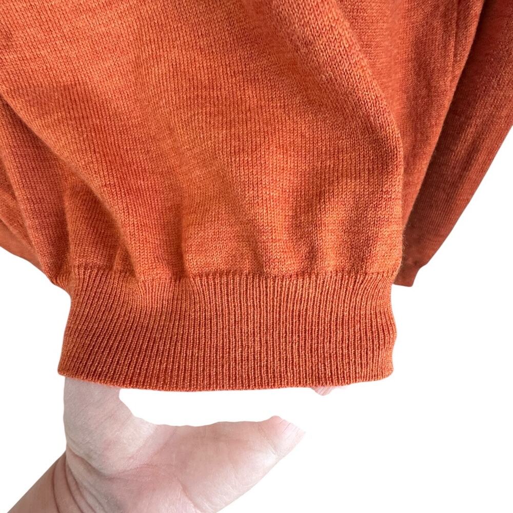 Brooks Brothers Crewneck Merino Wool Blend Sweater Stretch Orange Colorful Large - Picture 7 of 9